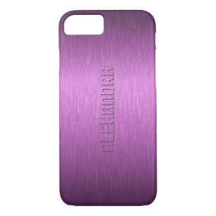 Purple Metallic Brushed Aluminium Look Monogram iPhone 8/7 Case