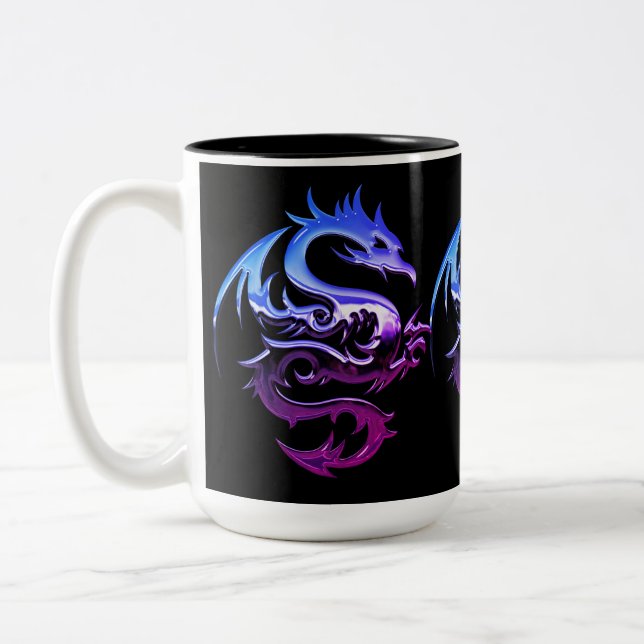 Purple Metallic Dragon Two-Tone Coffee Mug (Left)