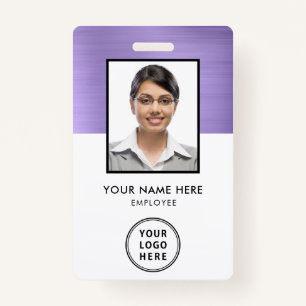 Purple Metallic Employee Photo ID Logo Badge ID Badge