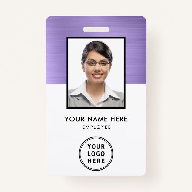 Purple Metallic Employee Photo ID Logo Badge ID Badge (Front)