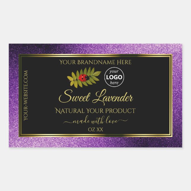 Purple Metallic Glitter Black Product Labels Logo (Front)