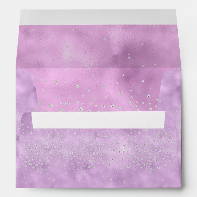 Purple Metallic Glitter Chic Modern Elegant Envelope (Back (Bottom))