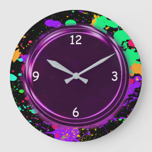 Purple, Metallic Look, Neon Effect, Wall Clock