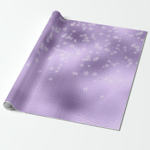 Purple Metallic Snowflakes Holiday Christmas  Wrapping Paper
