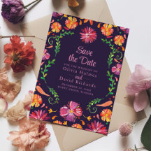 Purple Mexican Floral Fiesta Save the Date