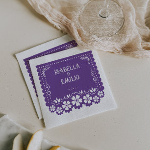 Purple Mexican Papel Picado Wedding Napkin