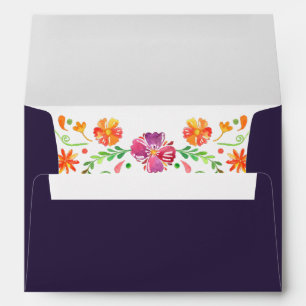 Purple Mexican Vibrant Floral Fiesta Wedding Envelope