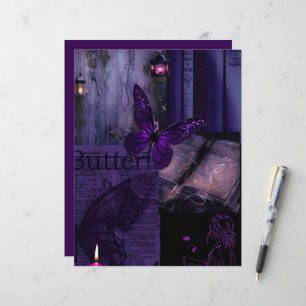 Purple Midnight Butterfly Magic Scrapbook Paper