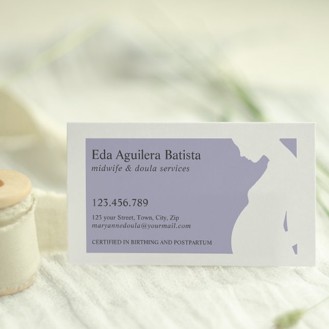Purple  Midwife Doula Pregnant Woman SILHOUETTE Business Card (Creator Uploaded)