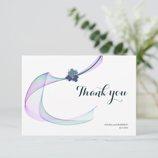 Purple Mini Floral Thank you card (Standing Front)