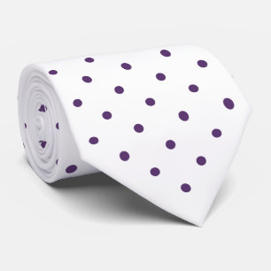 Purple Mini Polka Dot Pattern on White Tie