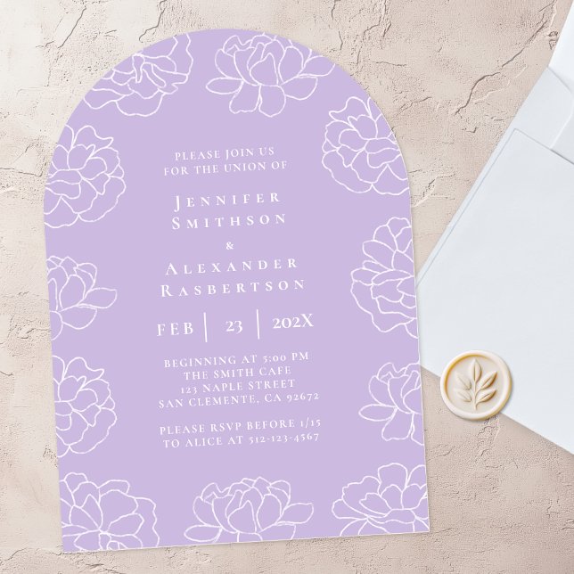 Purple Minimal Botanical Wedding Invitation (Creator Uploaded)