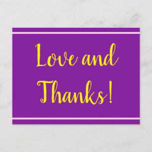 Purple, Minimal & Elegant "Love and Thanks!" Card