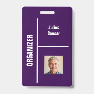 Purple Minimal Organiser Event ID Badge