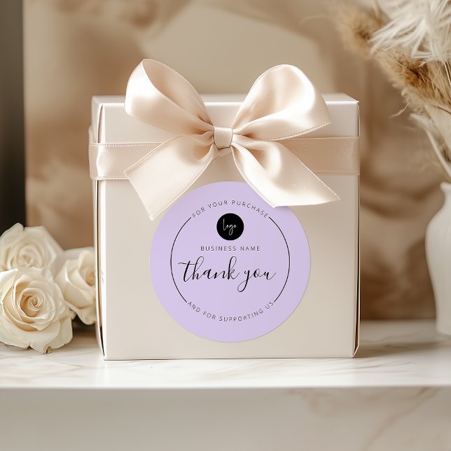 Purple Minimalist Aesthetic Thank You Circle Classic Round Sticker (Purple Minimalist Aesthetic Thank You Circle Classic Round Sticker)