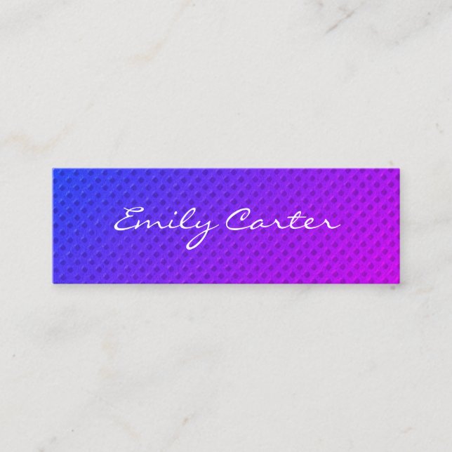 Purple Minimalist Blend Cursive Font Mini Business Card (Front)