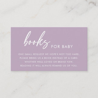 Purple Minimalist Books for Baby Shower Enclosure Card