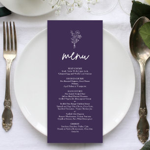 Purple Minimalist Botanicals Terracotta Wedding Menu