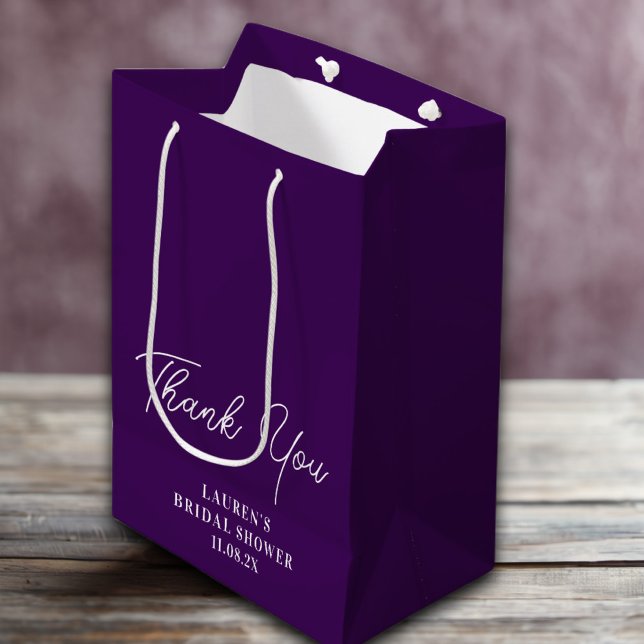 Purple Minimalist Bridal Shower Thank You Medium Gift Bag (Creator Uploaded)