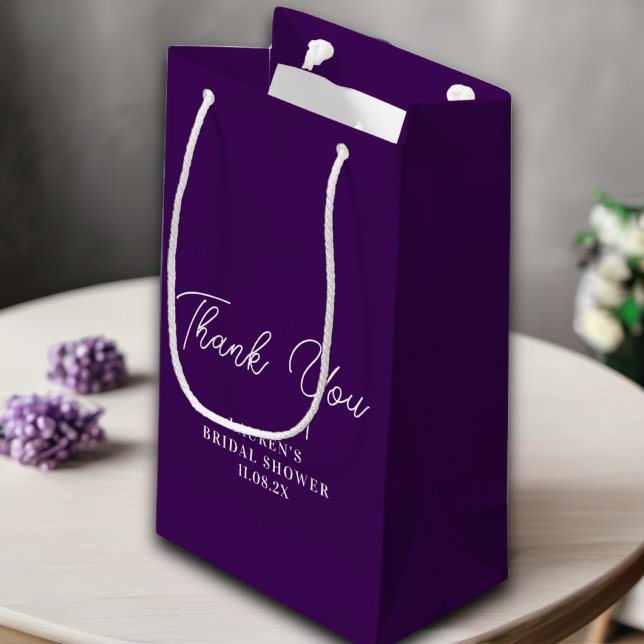 Purple Minimalist Bridal Shower Thank You Small Gift Bag (Creator Uploaded)