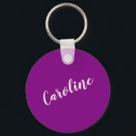 Purple Minimalist Calligraphy Personalised Name  Key Ring<br><div class="desc">Minimalist Calligraphy Personalised Name Keychain in Purple Violet</div>