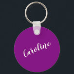 Purple Minimalist Calligraphy Personalised Name  Key Ring<br><div class="desc">Minimalist Calligraphy Personalised Name Keychain in Purple Violet</div>