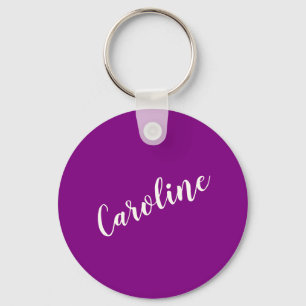 Purple Minimalist Calligraphy Personalised Name  Key Ring