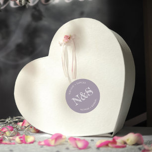 Purple Minimalist & Elegant Bold Initials Wedding  Classic Round Sticker