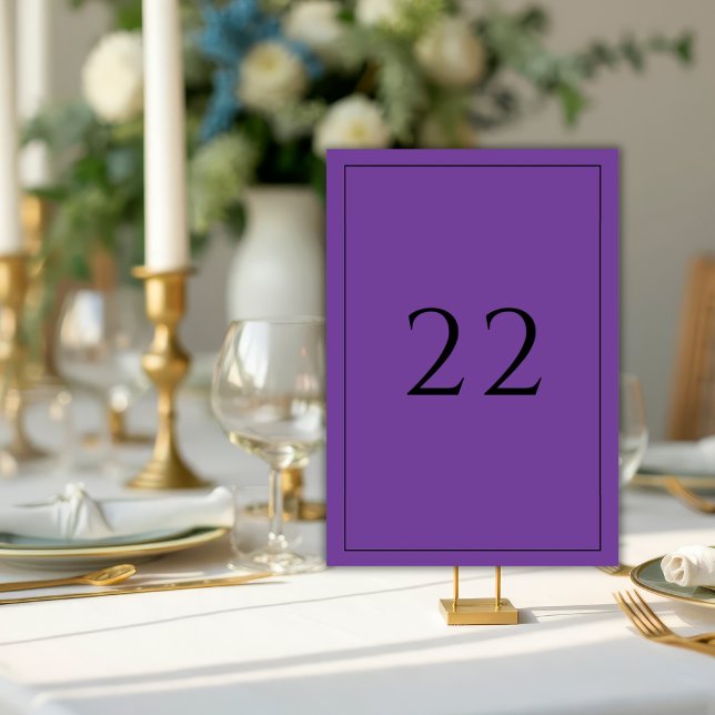 Purple Minimalist Elegant Wedding  Table Number (Creator Uploaded)