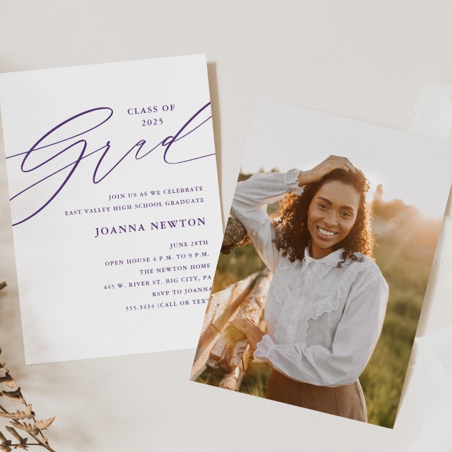 Purple Minimalist Graduation Party Invitation (Creator Uploaded)