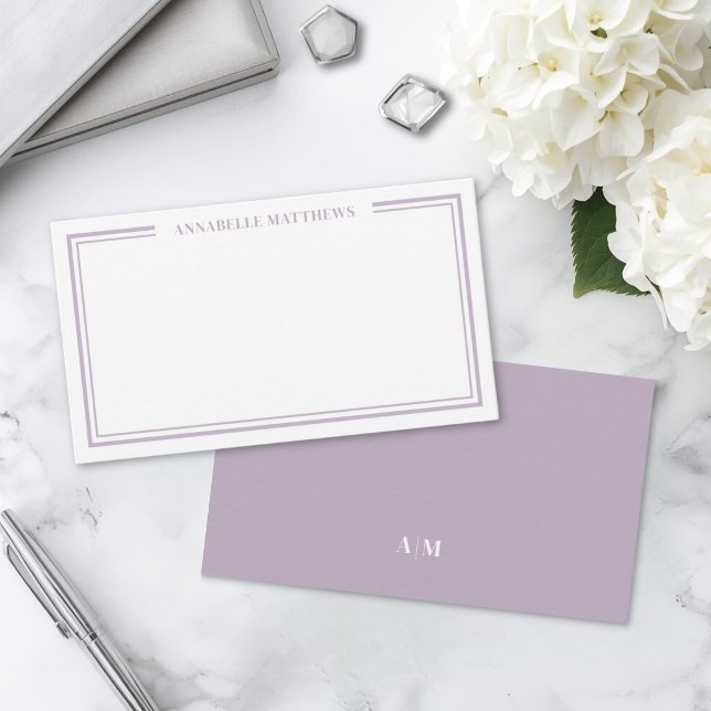 Purple Minimalist Initial Name Monogram Card (Purple Minimalist Initial Name Monogram Note Card)