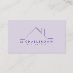 Purple Minimalist Modern House Roof Realtor Home Business Card