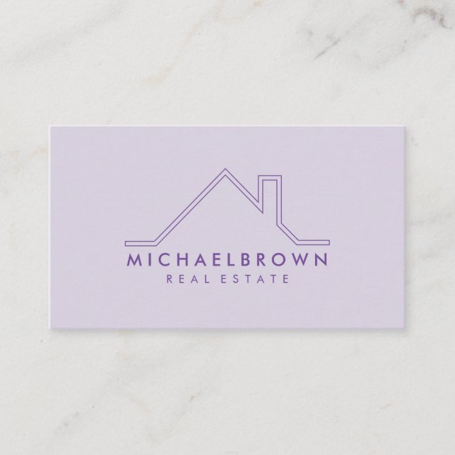 Purple Minimalist Modern House Roof Realtor Home Business Card (Front)