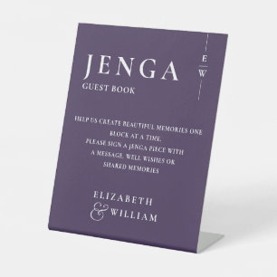Purple Minimalist Modern Jenga Guest Book Pedestal Sign