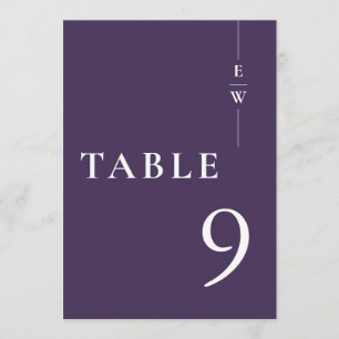 Purple Minimalist Modern Monogram Table Number
