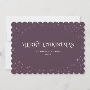 Purple Minimalist Snow Merry Christmas Card