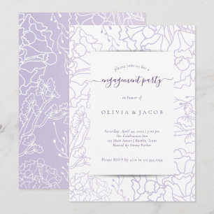 Purple Minimalist Wedding Engagement Party Invitation