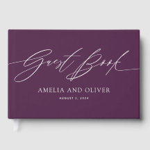 Purple Minimalist Wedding Guest Book