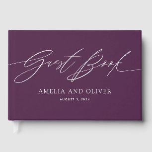Purple Minimalist Wedding Guest Book