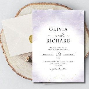 Purple Minimalist Wedding Invitation Modern Elegan