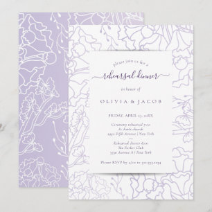 Purple Minimalist Wedding Rehearsal Dinner Invitation