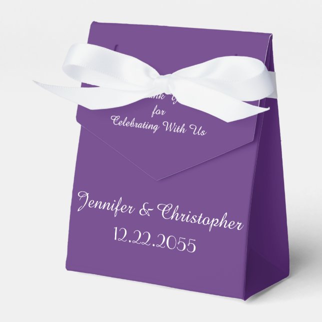 Purple Minimalist Wedding Thank You  Favour Box (Front Side)