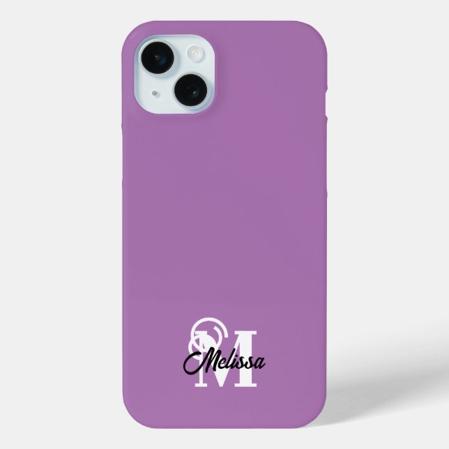 Purple minimalistic monogramed  Case-Mate iPhone case (Back)
