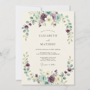 Purple Mint Botanical Arch Wedding Invitation