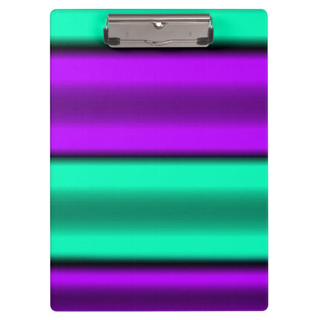 Purple & Mint Horizontal stripes Clipboard (Front)