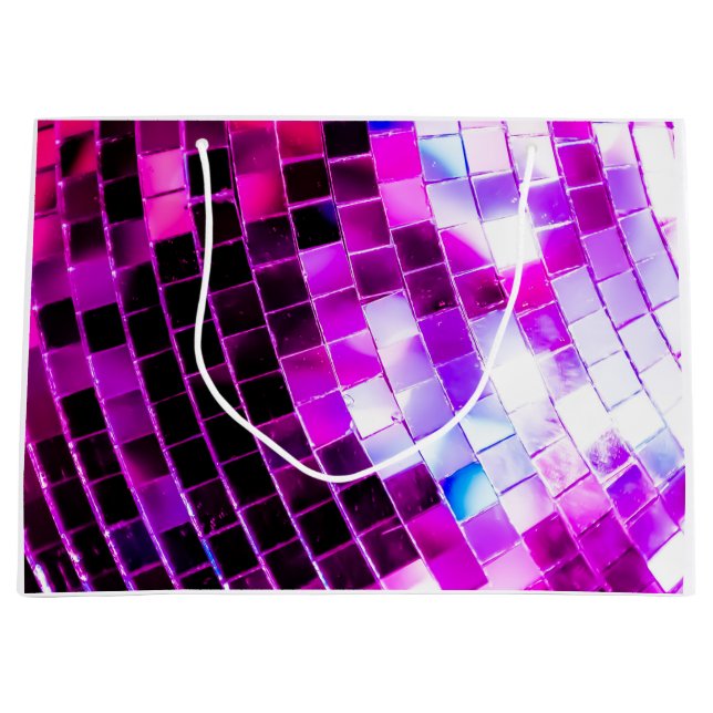 Purple Mirror Disco Ball Large Gift Bag (Front)