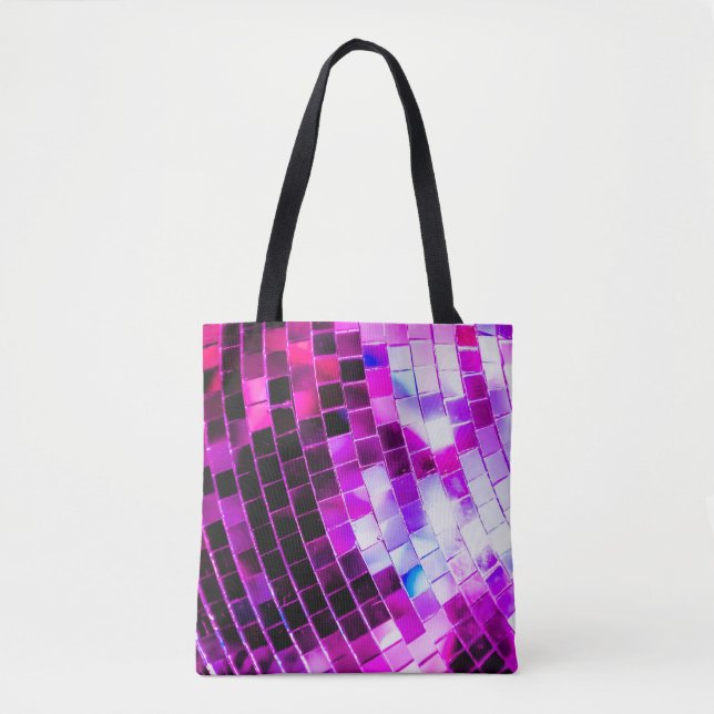 Purple Mirror Disco Ball Tote Bag (Front)