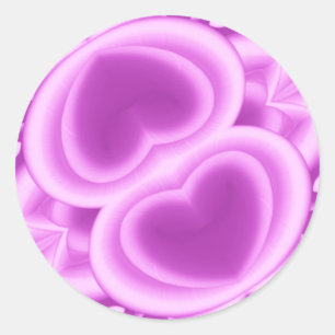 Purple Mirrored Hearts Classic Round Sticker