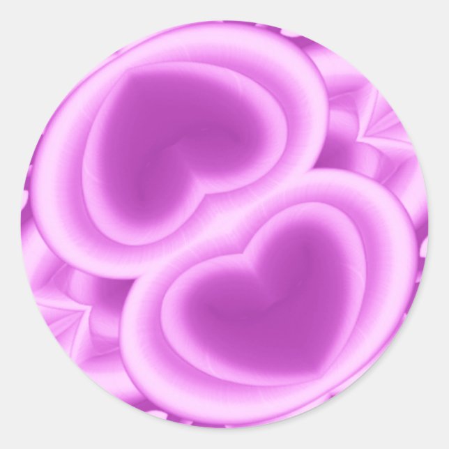 Purple Mirrored Hearts Classic Round Sticker (Front)