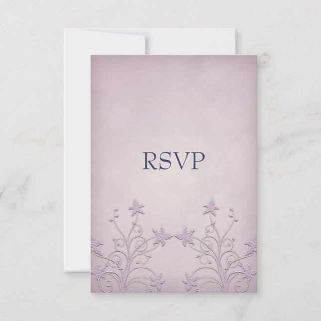 Purple Mist Floral Wedding RSVP Notes (Front)